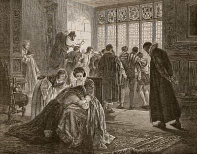 Die englische Botschaft während des Massakers der Bartholomäusnacht, Illustration aus 
