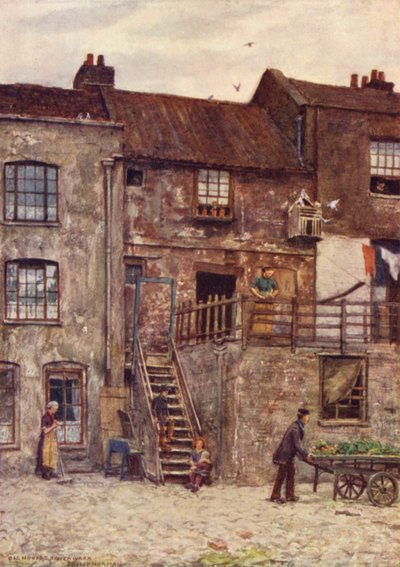 Alte Häuser, innerer Hof des White Hart Inn, Southwark, 1884 von Philip Norman