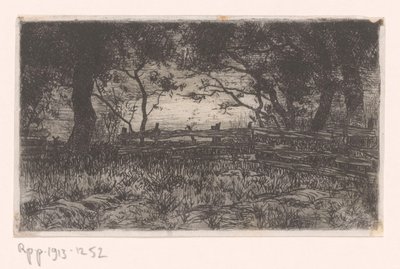 Weide mit Zaun und Bäumen von Philip Zilcken
