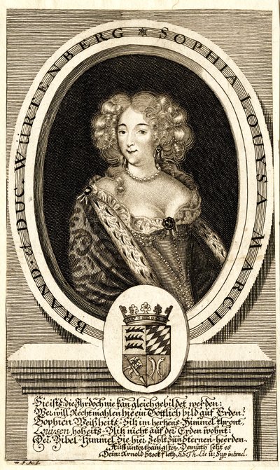 Porträt von Sophie Louise von Württemberg-Stuttgart 1642-1702, Markgräfin, ca. 1680 von Philipp Kilian