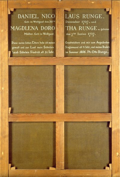 Inschrift auf der Rückseite des Gemäldes, 