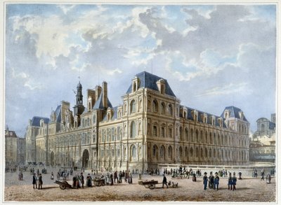 Das Rathaus - in „Promenade dans Paris et ses environs“, entworfen von Jacottet und Benoist, um 1840 von Philippe Benoist