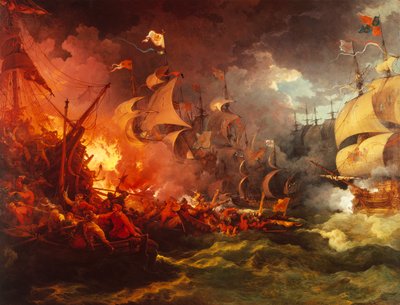 Niederlage der spanischen Armada, 8. August 1588 von Philippe Jacques de Loutherbourg