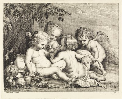 Christus, Johannes der Täufer und zwei Putti von Philippe Lambert Joseph Spruyt