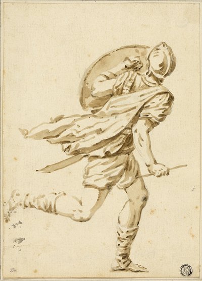 Römischer Krieger im Lauf, von hinten gesehen von Philippe Louis Parizeau
