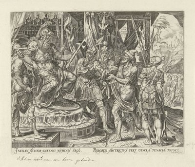 Achior vor Holofernes (Geschichte von Judit und Holofernes) von Philips Galle