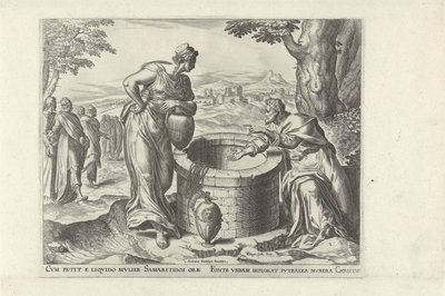 Christus und die Samariterin am Brunnen von Philips Galle