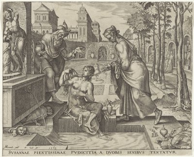 Älteste versuchen Susanna zu verführen von Philips Galle