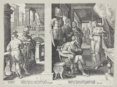 Der Engel sendet Cornelius zu St. Peter von Philips Galle