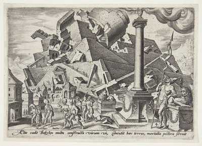 Die Zerstörung des Turms von Babel und die Zerstreuung der Völker von Philips Galle