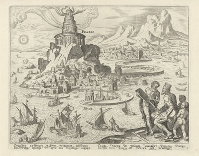 Leuchtturm von Alexandria (Pharos, Die acht Weltwunder) von Philips Galle