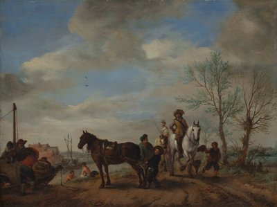 Ein Mann und eine Frau zu Pferd, ca. 1653-54 von Philips Wouwerman