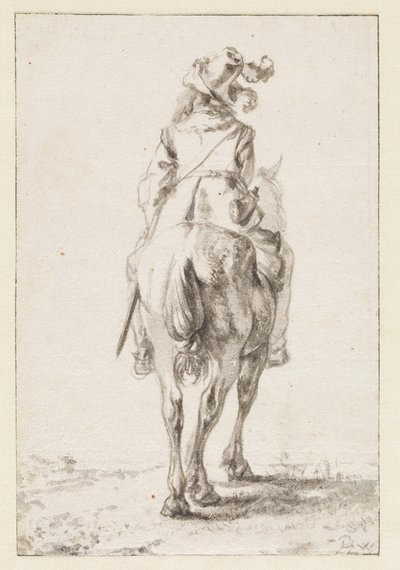 Reiter zu Pferd, von hinten gesehen von Philips Wouwerman