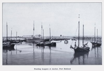 Perlenfischerboote vor Anker, Port Hedland (s/w Foto) von Photographer Australian