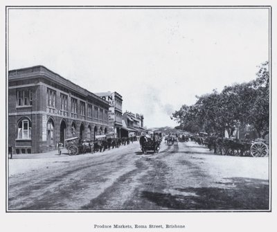 Produkte Märkte, Roma Street, Brisbane (s/w Foto) von Photographer Australian