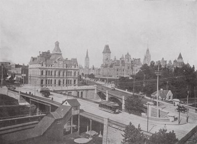 Dufferin- und Sappers-Brücken, Postamt und Parlamentsgebäude, Ottawa von Photographer Canadian