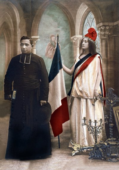 Allegorie der Trennung von Kirche und Staat im Jahr 1905, Illustration von 1907 von Photographer French