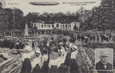 Graf Ferdinand von Zeppelin und sein Luftschiff LZ III über Berlin von Photographer German