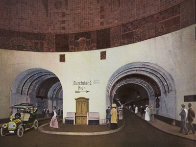 Hamburg: Elbtunnel, erbaut 1908-11 Länge 450m, Tiefe 20m und Kosten ca. 11 Millionen Mark von Photographer German