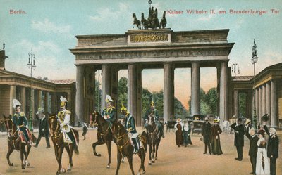 Kaiser Wilhelm II von Deutschland am Brandenburger Tor, Berlin (farbiges Foto) von Photographer German