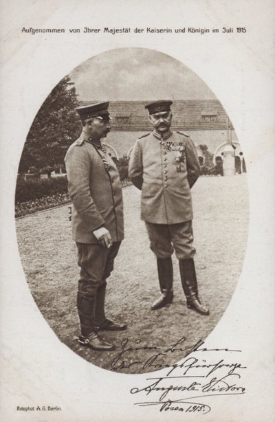 Kaiser Wilhelm II. mit Feldmarschall Paul von Hindenburg, Kommandant der deutschen Armee, Posen, Erster Weltkrieg von Photographer German