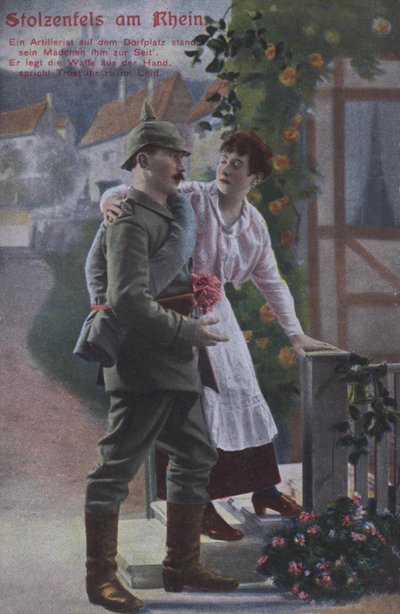 Schloss Stolzenfels am Rhein, deutsche patriotische Militärpostkarte (farbiges Foto) von Photographer German