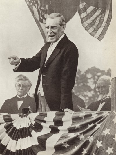 US-Präsident Woodrow Wilson, treibende Kraft hinter der Gründung des Völkerbundes, der es jedoch nicht gelang, sein Land zum Beitritt zur Organisation zu bewegen von Photographer German