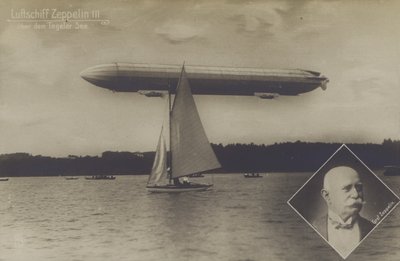Zeppelin LZ III fliegt über den Tegeler See, Berlin von Photographer German