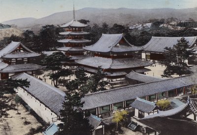 Japan, ca. 1912: Horyu-ji, der älteste buddhistische Tempel in Japan, vor etwa 1300 Jahren erbaut von Photographer Japanese