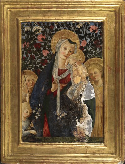 Jungfrau und Kind mit dem kleinen Johannes dem Täufer, der heiligen Elisabeth und einem Kind mit einer Vase Lilien, 1450-59 von Pier Francesco Fiorentino