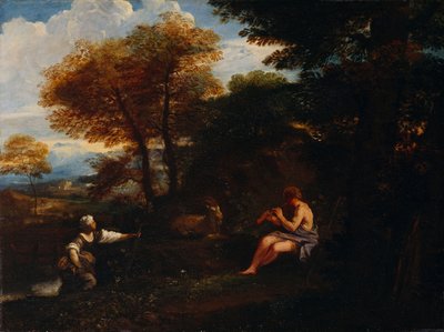 Landschaft mit einem Schäfer und einer Schäferin von Pier Francesco Mola
