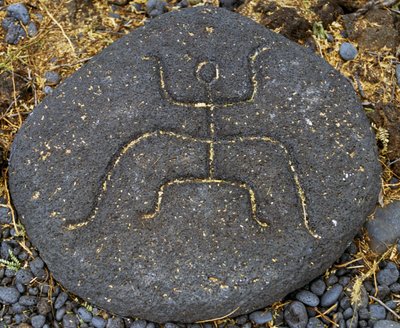 Steingravur, Puako Petroglyph Archaeological District, Insel Hawaii, Vereinigte Staaten von Blaise Nicolas Le Sueur