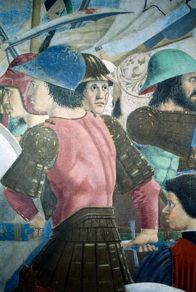 Detail aus Die Legende vom Wahren Kreuz, zeigt die Schlacht von Heraklius I. von Byzanz gegen Chosroes II. (Detail) von Piero della Francesca