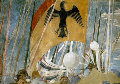 Die Legende vom Wahren Kreuz, der Sieg Konstantins in der Schlacht an der Milvischen Brücke (Detail) von Piero della Francesca