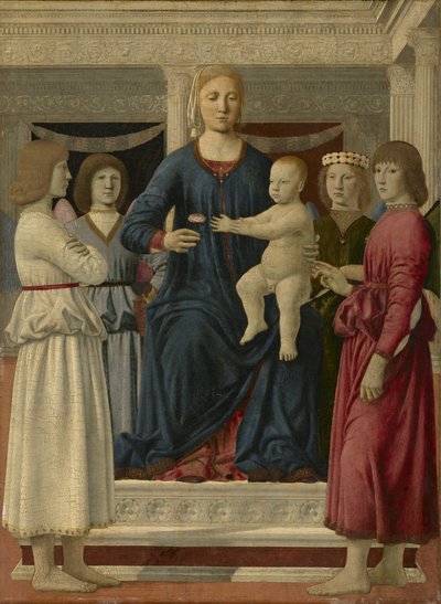 Jungfrau und Kind auf dem Thron mit vier Engeln von Piero della Francesca