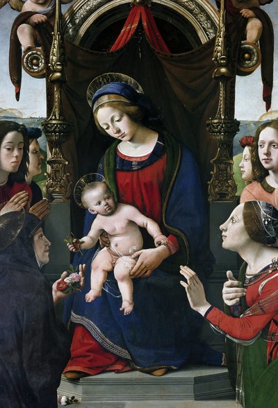 Jungfrau und Kind auf dem Thron, umgeben von Heiligen (Detail) von Piero di Cosimo