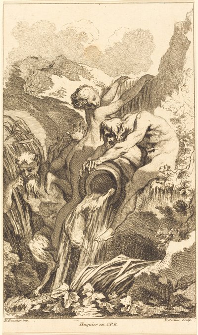 Satyr, Nymphe und Flussgott von Pierre Alexandre Aveline after François Boucher