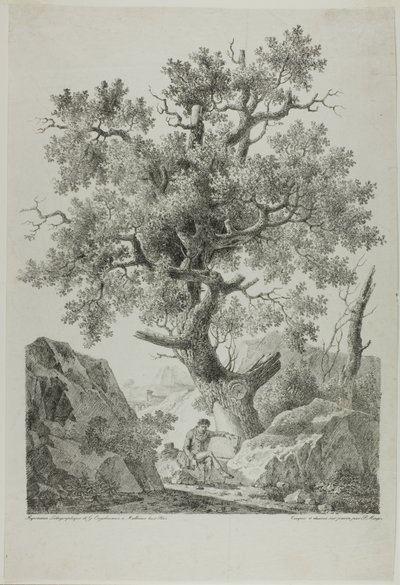 Künstler in einer felsigen Landschaft von Pierre Antoine Mongin