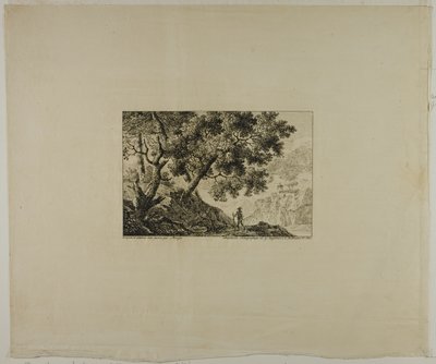 Landschaft mit Mann, der einen Stab trägt von Pierre Antoine Mongin