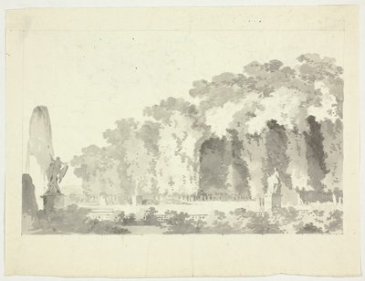 Blick auf den Park von Versailles: Bäume und Statuen von Pierre Antoine Mongin