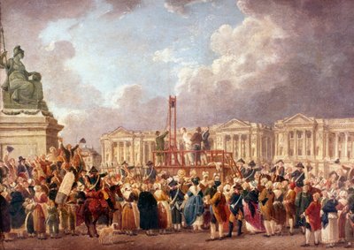 Hinrichtung durch die Guillotine in Paris während der Französischen Revolution, 1790er 1793-1807 von Pierre Antoine de Machy