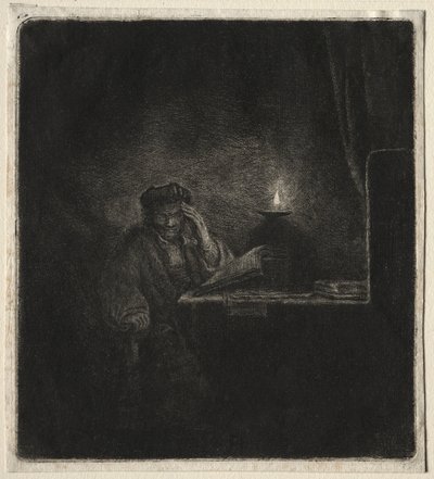 Kopie von Student an einem Tisch bei Kerzenlicht von Pierre Auguste Renoir