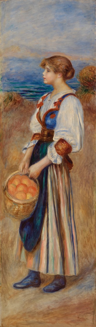 Mädchen mit Korb voller Orangen von Pierre Auguste Renoir