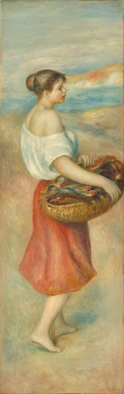 Mädchen mit einem Korb voller Fische, ca. 1889 von Pierre Auguste Renoir