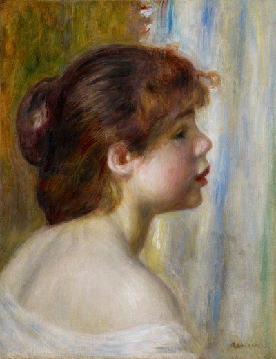 Kopf einer jungen Frau, spätes 19. Jahrhundert von Pierre Auguste Renoir