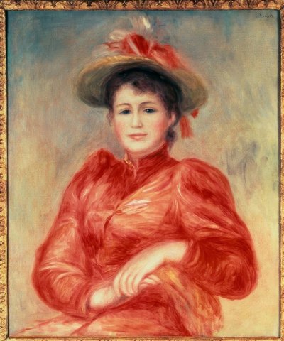 Junge Frau mit rotem Mieder von Pierre Auguste Renoir