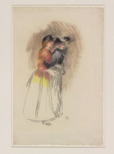 Zwei Frauen gehen nach rechts, um 1890 von Pierre-Auguste Renoir
