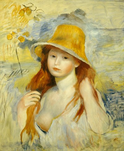 Junges Mädchen mit Strohhut von Pierre Auguste Renoir