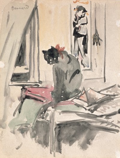 Katze, die an einem Fenster sitzt von Pierre Bonnard