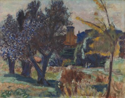 Landschaft mit Olivenbäumen und einer Kapelle von Pierre Bonnard